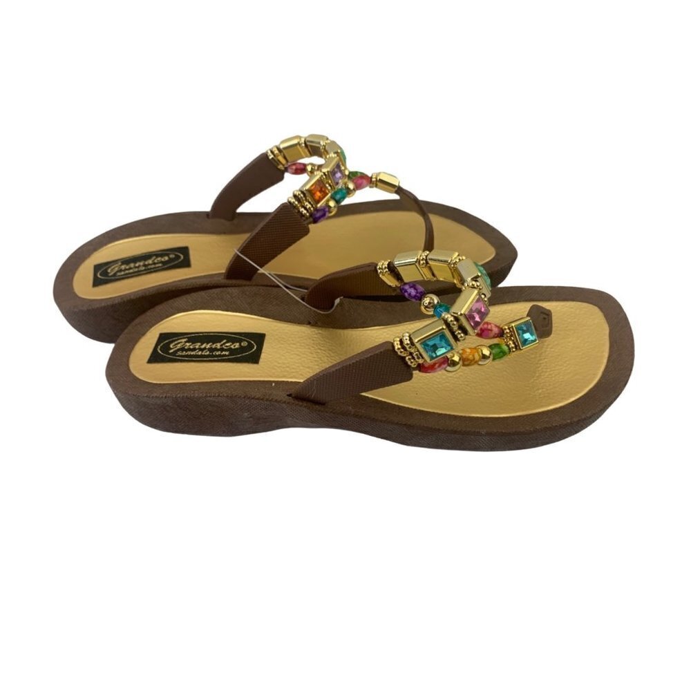 Grand Co Women's Brown Sandals - Picture 2 of 4